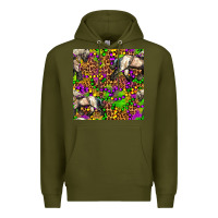 Army Green mardi gras leopard horse seamless pattern Premium Hoodie - FaDigitalArtStudio