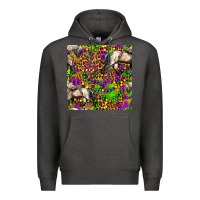 Charcoal Heather mardi gras leopard horse seamless pattern Premium Hoodie - FaDigitalArtStudio