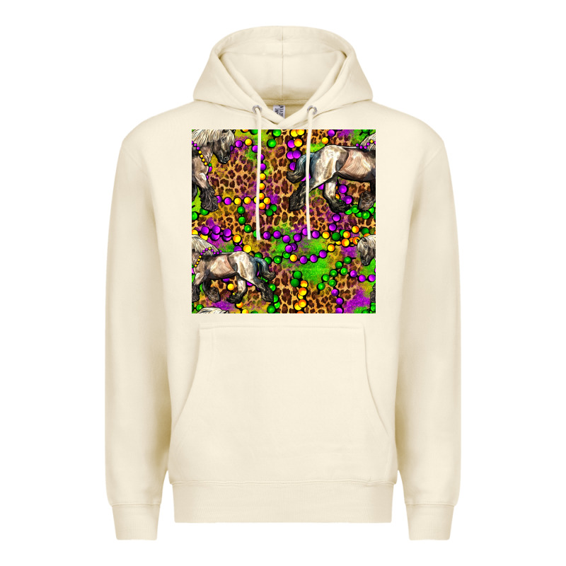 Mardi Gras Leopard Horse Seamless Pattern Premium Hoodie by FaDigitalArtStudio | Teevron