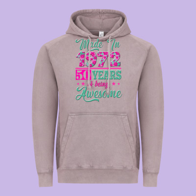 Made In 1972, 50 Years Of Being Awesome Vintage Hoodie Designed By Jasminsmagicworld