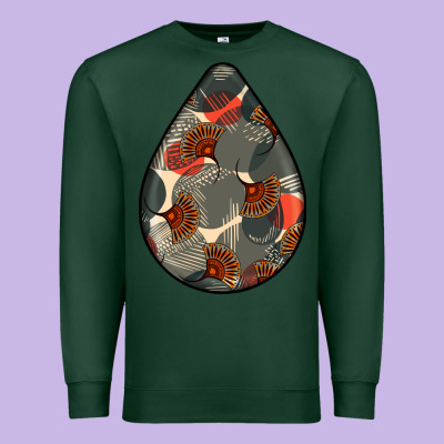 African Fabric Pattern Teardrop Earrings Premium Sweatshirt Designed By Bundleandbundleshop