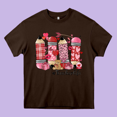 Valentines Day Teacher Life Heavy Core Tee Designed By Maliassmallbusiness