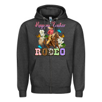Charcoal Heather Happy Easter rodeo cowgirl Zipper Hoodie - OliviaCreatesArt