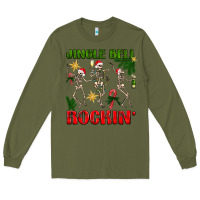 Army Green Jingle bell rockin' Long Sleeve Tee - NancyCooperArtShop
