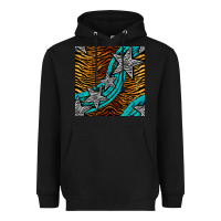 Black tiger turquoise glitter and stars seamless pattern Heavyweight Hoodie - BundleAndBundleShop