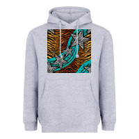 Heather Grey tiger turquoise glitter and stars seamless pattern Heavyweight Hoodie - BundleAndBundleShop