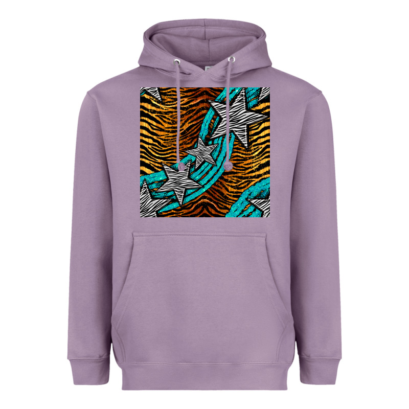 Tiger Turquoise Glitter And Stars Seamless Pattern Heavyweight Hoodie by BundleAndBundleShop | Teevron