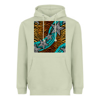 Matcha tiger turquoise glitter and stars seamless pattern Heavyweight Hoodie - BundleAndBundleShop