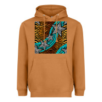 Meerkat tiger turquoise glitter and stars seamless pattern Heavyweight Hoodie - BundleAndBundleShop