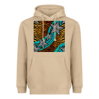 Mushroom tiger turquoise glitter and stars seamless pattern Heavyweight Hoodie - BundleAndBundleShop