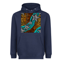 Navy tiger turquoise glitter and stars seamless pattern Heavyweight Hoodie - BundleAndBundleShop
