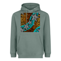 Sage tiger turquoise glitter and stars seamless pattern Heavyweight Hoodie - BundleAndBundleShop