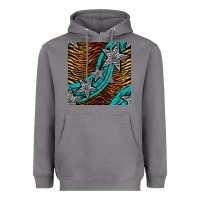 Storm tiger turquoise glitter and stars seamless pattern Heavyweight Hoodie - BundleAndBundleShop