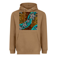 Toasted Coconut tiger turquoise glitter and stars seamless pattern Heavyweight Hoodie - BundleAndBundleShop