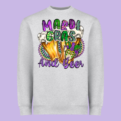 Mardi Gras And Beer Heavyweight Sweatshirt Designed By Cowgirlartshop