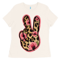Bone Floral Leopard Peace Sign Ladies Tee - Jasminsmagicworld
