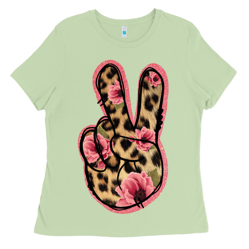 Floral Leopard Peace Sign Ladies Tee by Jasminsmagicworld | Teevron