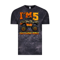 Cloud Black i'm five this is how i roll monster truck birthday Vintage Tee - Jasminsmagicworld