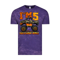 Cloud Purple i'm five this is how i roll monster truck birthday Vintage Tee - Jasminsmagicworld