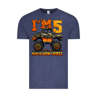 Vintage Denim i'm five this is how i roll monster truck birthday Vintage Tee - Jasminsmagicworld