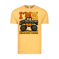 Vintage Mustard i'm five this is how i roll monster truck birthday Vintage Tee - Jasminsmagicworld