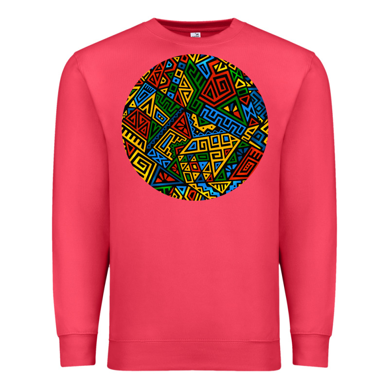African Fabric Pattern Round Earrings 3 Premium Sweatshirt by BundleAndBundleShop | Teevron