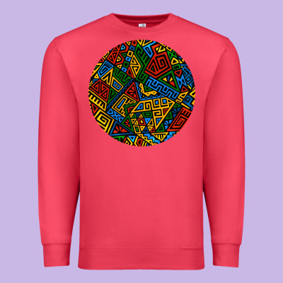 African Fabric Pattern Round Earrings 3 Premium Sweatshirt Designed By Bundleandbundleshop
