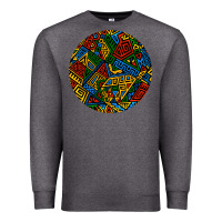 Charcoal Heather african fabric pattern round earrings 3 Premium Sweatshirt - BundleAndBundleShop