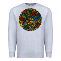 Heather Grey african fabric pattern round earrings 3 Premium Sweatshirt - BundleAndBundleShop