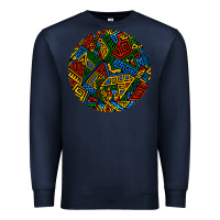 Navy african fabric pattern round earrings 3 Premium Sweatshirt - BundleAndBundleShop