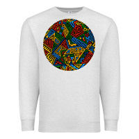 Oatmeal Heather african fabric pattern round earrings 3 Premium Sweatshirt - BundleAndBundleShop