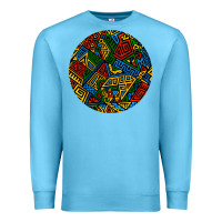 Ocean Blue african fabric pattern round earrings 3 Premium Sweatshirt - BundleAndBundleShop