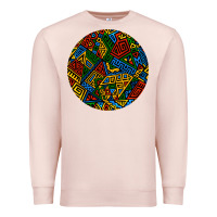 Pale Pink african fabric pattern round earrings 3 Premium Sweatshirt - BundleAndBundleShop