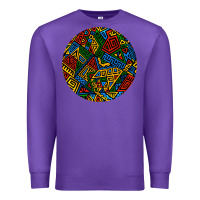 Purple african fabric pattern round earrings 3 Premium Sweatshirt - BundleAndBundleShop