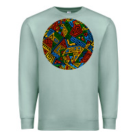 Seafoam african fabric pattern round earrings 3 Premium Sweatshirt - BundleAndBundleShop