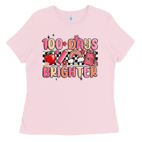 Bubblegum Pink 100 days brighter Ladies Tee - MaliasSmallBusiness