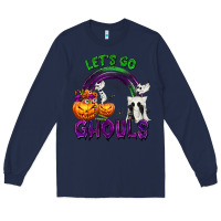 Navy Let's Go Ghouls Long Sleeve Tee - texasbilliewilder
