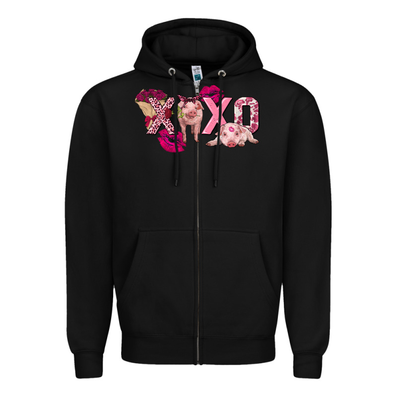 Valentine's Day Pig Xoxo Zipper Hoodie by FaDigitalArtStudio | Teevron
