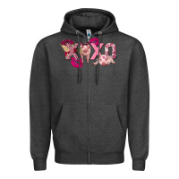 Charcoal Heather Valentine's Day pig xoxo Zipper Hoodie - FaDigitalArtStudio