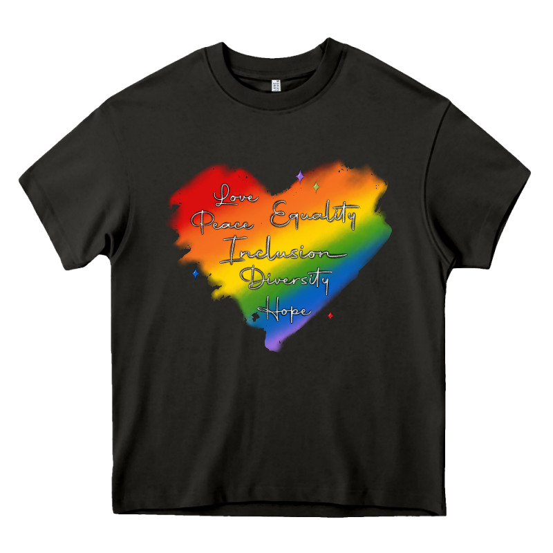 Kindness Equality Peace Love Inclusion Diversity H Heavy Core Tee by MaliasSmallBusiness | Teevron