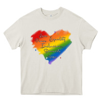 Cream kindness equality peace love inclusion diversity h Heavy Core Tee - MaliasSmallBusiness