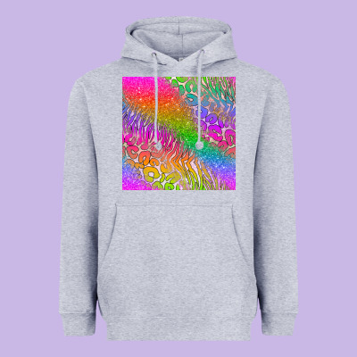 Neon Glitter Leopard Seamless Pattern Heavyweight Hoodie Designed By Bundleandbundleshop