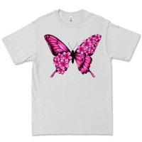 Dove Grey Floral pink butterfly Premium Tee - NancyCooperArtShop