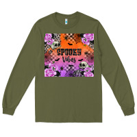 Army Green Spooky Vibes Long Sleeve Tee - texasbilliewilder