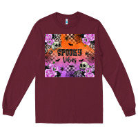 Burgundy Spooky Vibes Long Sleeve Tee - texasbilliewilder