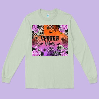 Spooky Vibes Long Sleeve Tee Designed By Texasbilliewilder
