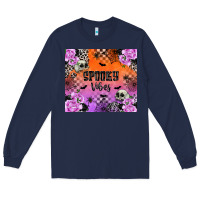 Navy Spooky Vibes Long Sleeve Tee - texasbilliewilder