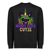 Black mardi gras cutie unicorn Heavyweight Sweatshirt - CowGirlArtShop