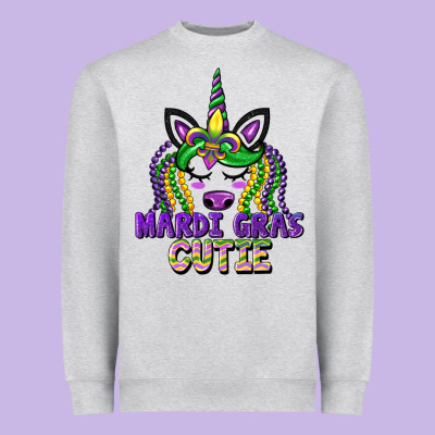 Mardi Gras Cutie Unicorn Heavyweight Sweatshirt Designed By Cowgirlartshop