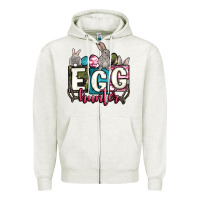 Oatmeal Heather Easter egg hunter Zipper Hoodie - OliviaCreatesArt
